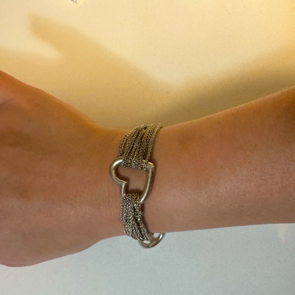 Tiffany Sterling Silver Open Heart Multi Strand Bracelet